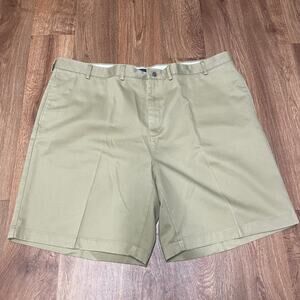 Lands End Mens Traditional Fit Khaki Chino Flat Front Shorts Size 46 Cotton